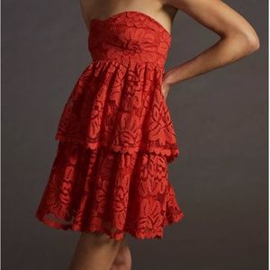 NWT ANTHROPOLOGIE MAEVE STRAPLESS LACE MINI DRESS